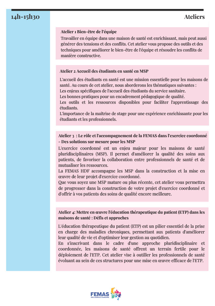 FEMAS Journée régionale de l'exercice coordonné programme page 3