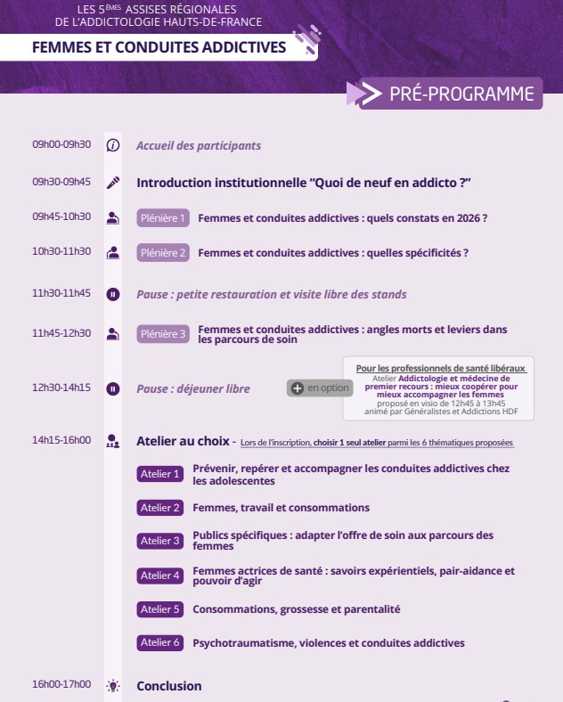 5èmes assises régionales de l'Addictologie programme