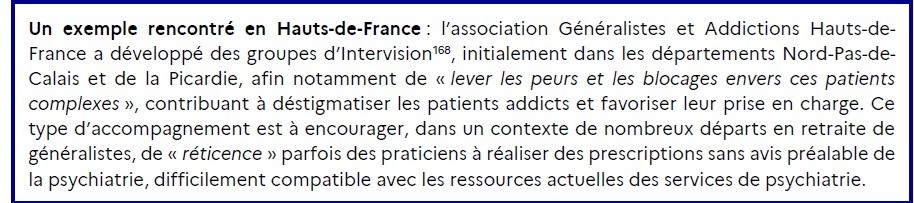 IGAS extrait du rapport qui cite l'association Généralistes et Addictions