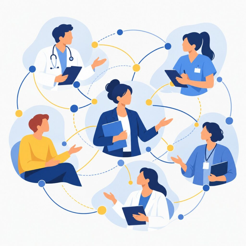 professionnel qui échangent en réseau autour d'une situation complexe (DAC)